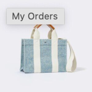 Rue de Verneuil M tote light blue herringbone wool